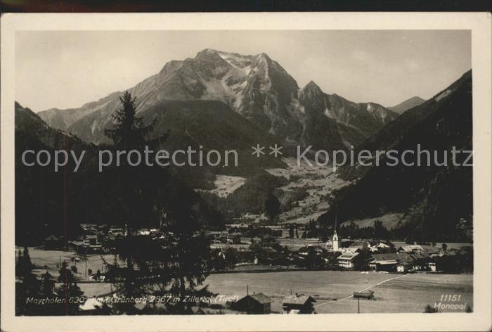 Mayrhofen Zillertal Panorama mit Gruenberg