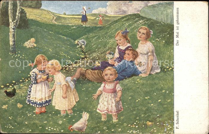 Kuenstlerkarte F. Schenkel Nr. 643 Kinder Hühner Mai D