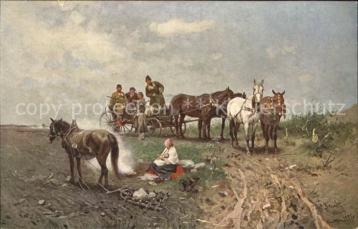 Jagd Ausfahrt Pferde Feuer