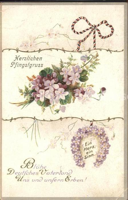 Pfingsten Pentecost Pentecote Blumen Hufeisen Schwarz-Weiss-Rot