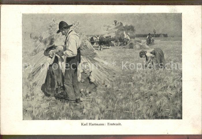 Ernte Landwirtschaft Heu Künstlerkarte Karl Hartmann Nr. 39