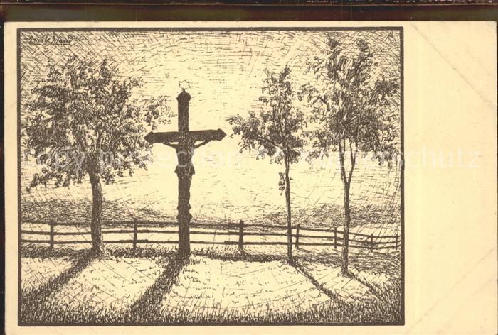 Jesus Christus Christentum Kreuz Künstlerkarte Erich W. Eiland Höh