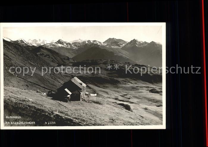 Kitzbuehel Tirol Alpenhaus Schutzhuette mit Kitzbuehlerhorn Alpenpanorama