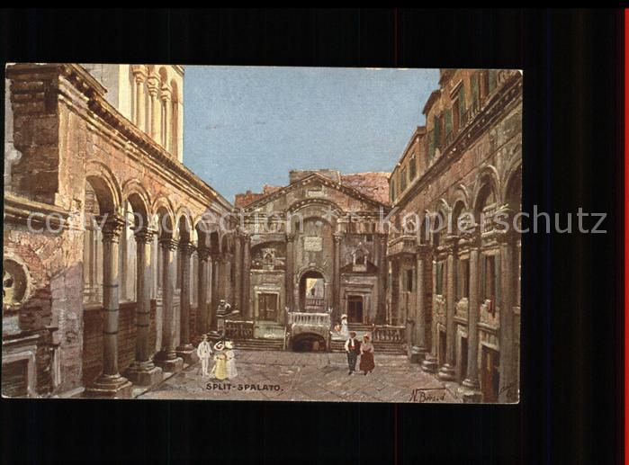 Split Spalato Peristil Dioklecijanove palace Palast Kuenstlerkarte