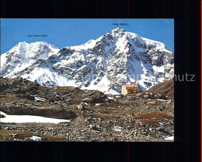 Duesseldorfer Huette mit Ortler und Zebru Schutzhaus Ortlergebiet