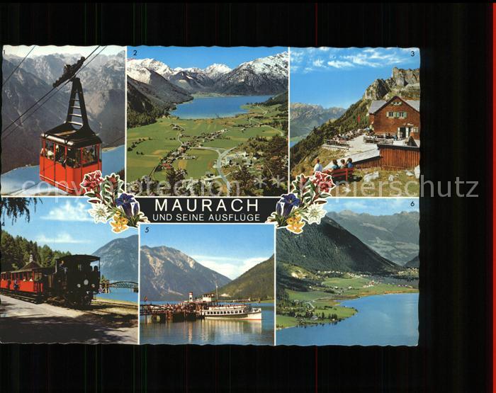 Maurach Tirol Rofanseilbahn Erfurterhuette Achenseebahn Zug Faehre Anleger Seesp