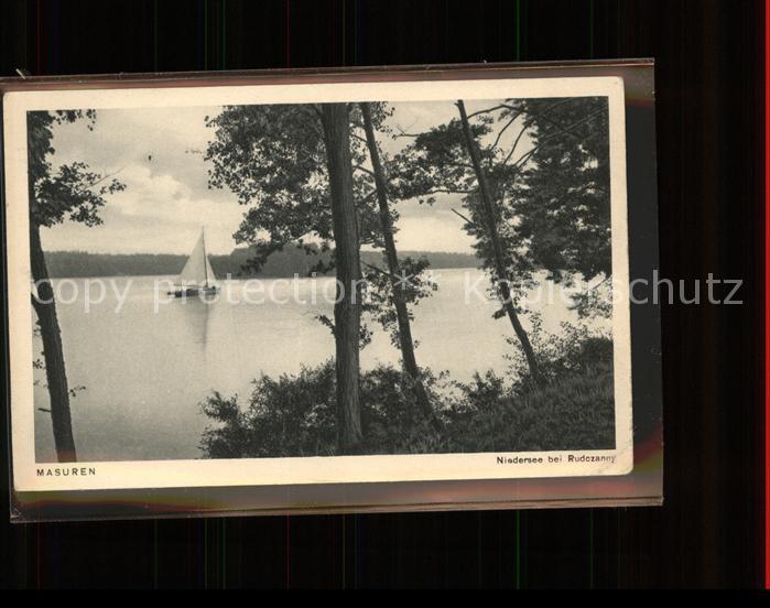 Rudczanny Ostpreussen Partie am Niedersee Segelboot