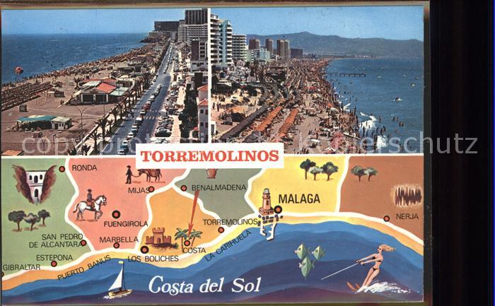 Torremolinos Vista general Playa Mapa Strand Landkarte