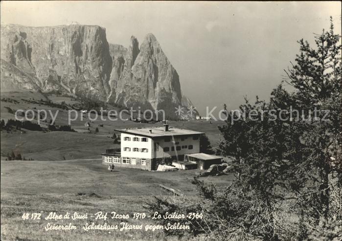 St Ulrich Groeden Tirol Berggasthof Schutzhaus Ikarus gegen Sch