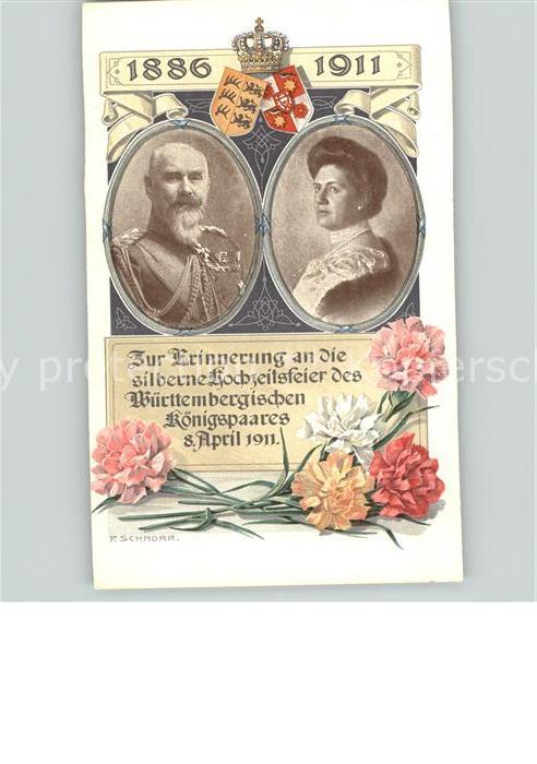 Adel Wuerttemberg Königspaar Silberhochzeit Blumen Künstl