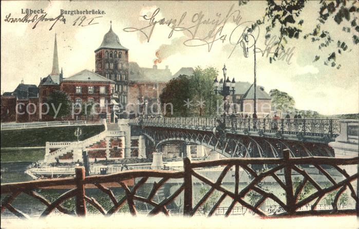 LueBECK  CITY Burgtorbruecke Dampfer