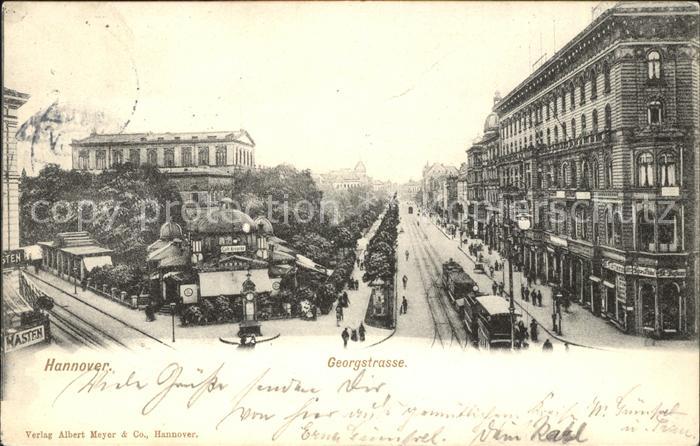 HANNOVER  CITY Georgstrasse Cafe Kroepcke Strassenbahn