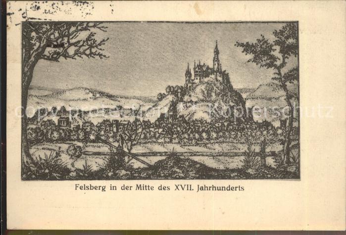 Felsberg Hessen Stadtbild Mitte XVII. Jahrhundert Burgverein Felsburg Zeichnung