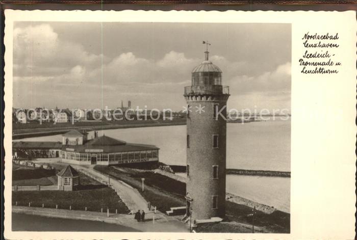 Cuxhaven Nordseebad Seedeichpromenade mit Leuchtturm (Feldpost)