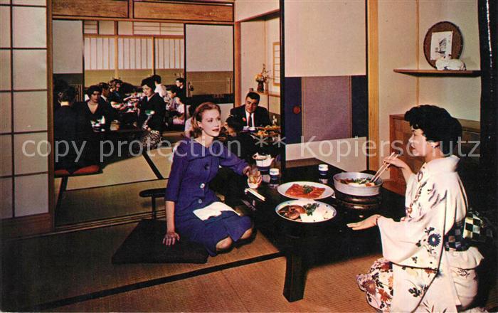 San Francisco California Japanese Restaurant Waitress in colorful kimono