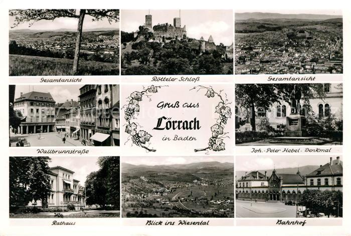 Loerrach Gesamt Roetteler Schloss Fliegeraufnahme Wallbrunnstr Joh Peter Hebel D