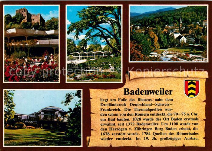 BADENWEILER BW Kurhaus Ruine Markgrafenbad Stadtblick Hallenbad