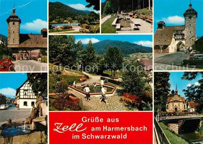 Zell Harmersbach Stadttor Schwimmbad Park Brunnen Kirche