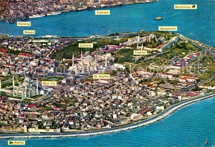 Istanbul Constantinopel Blaue Moschee Hagia Sophia und Topkapi Fliegeraufnahme