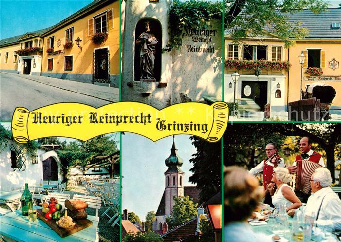 Grinzing Wien Heuriger Weingut Reinprecht Terrasse Kirche Musiker