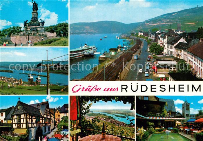 Ruedesheim Rhein Denkmal Kabinen Seilbahn Rheinpartie Fachwerkhaus Panorama Schw