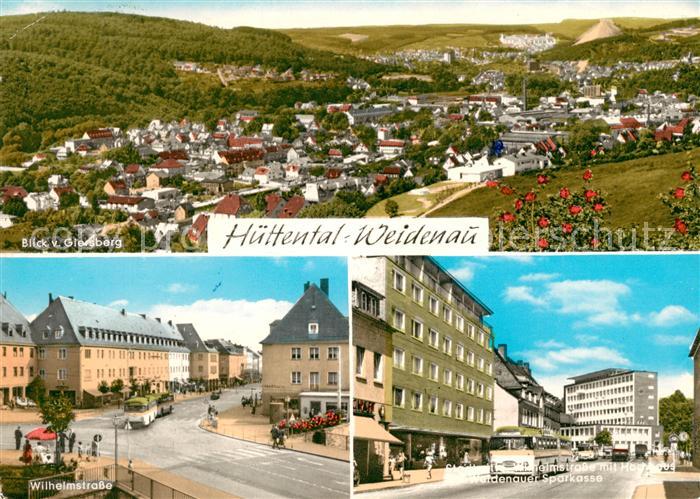 Huettental Weidenau Blick vom Giersberg Wilhelmstrasse Sparkasse