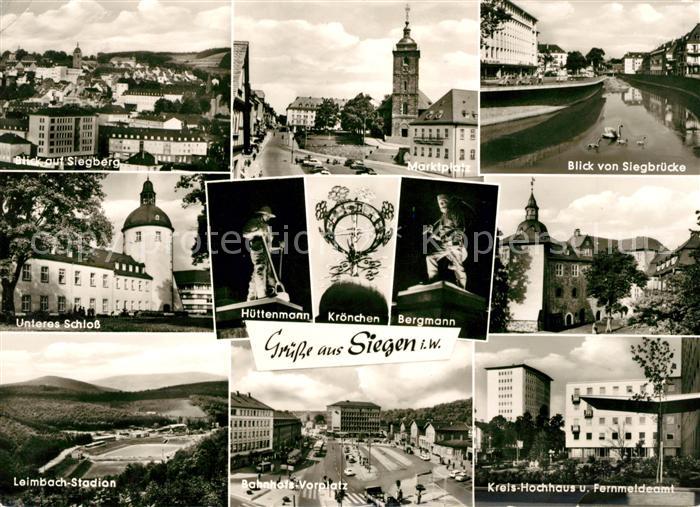 Siegen Westfalen Siegberg Marktplatz Siegbruecke Unteres Schloss Huettenmann Kro