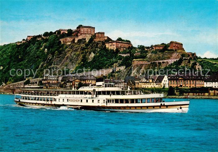 Koblenz Rhein Festung Ehrenbreitstein Fahrgastschiff