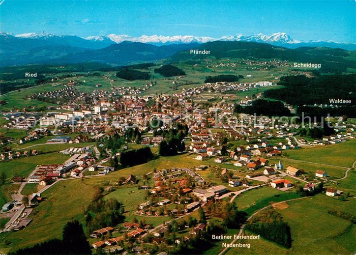 Nadenberg Allgaeu mit Vorarlberger- und Schweizer Bergen Fliegeraufnahme