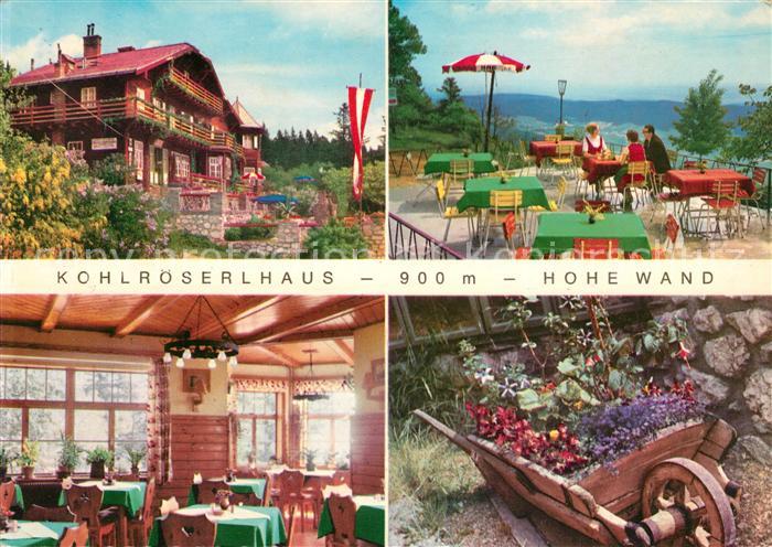 Stollhof Hohe Wand Kohlroeserlhaus Gaststaette Restaurant Terrasse