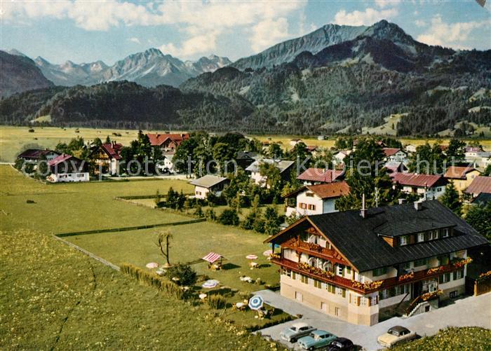 Oberstdorf Kappelerhaus Hotel garni Alpenpanorama Fliegeraufnahme