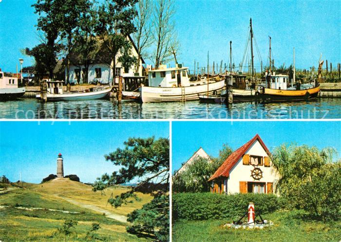 Insel Hiddensee Neuendorf Hafen Kloster Leuchtturm Seemannshaeuschen