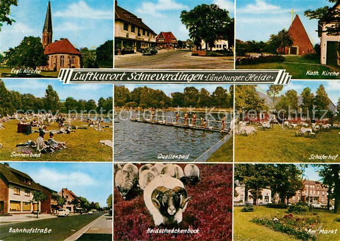 Schneverdingen Kirche Strassenpartie Freibad Schaeferhof Markt Heidschnuckenbock
