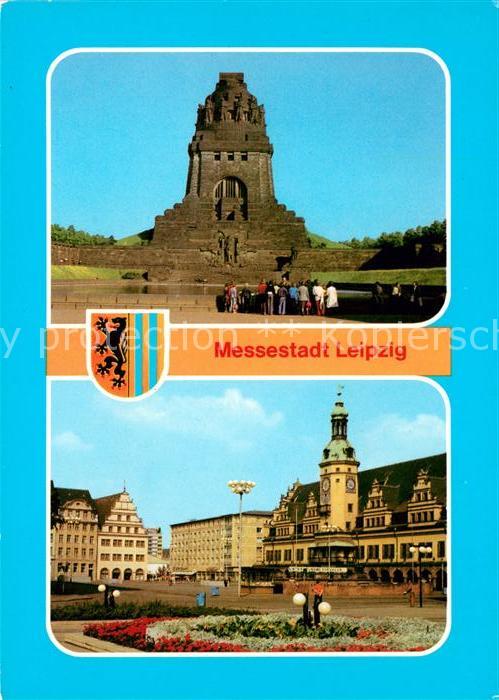 LEIPZIG Sachsen Voelkerschlachtdenkmal Markt Rathaus Wappen Messestadt