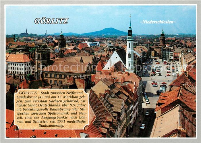 Goerlitz Sachsen Stadtpanorama Stadt zwischen Neisse und Landeskrone Niederschle