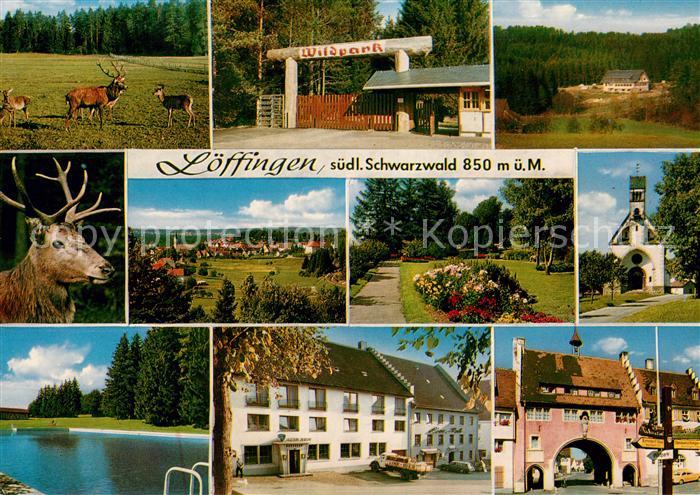 Loeffingen Wildpark Hirsch Ortsansichten Kirche Freibad Landschaftspanorama Schw