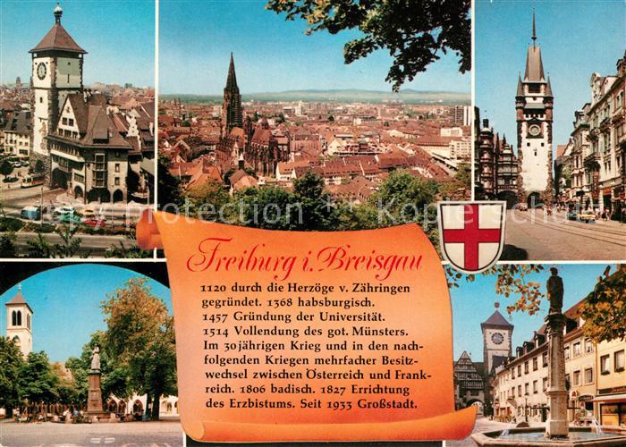 Freiburg Breisgau Schwabentor Muenster Martinstor Oberlinden Brunnen