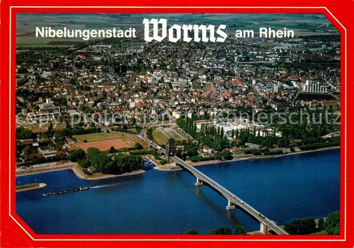 Worms Rhein Fliegeraufnahme