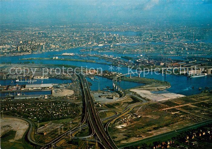 Hamburg Fliegeraufnahme Koehlbrandbruecke Hafen