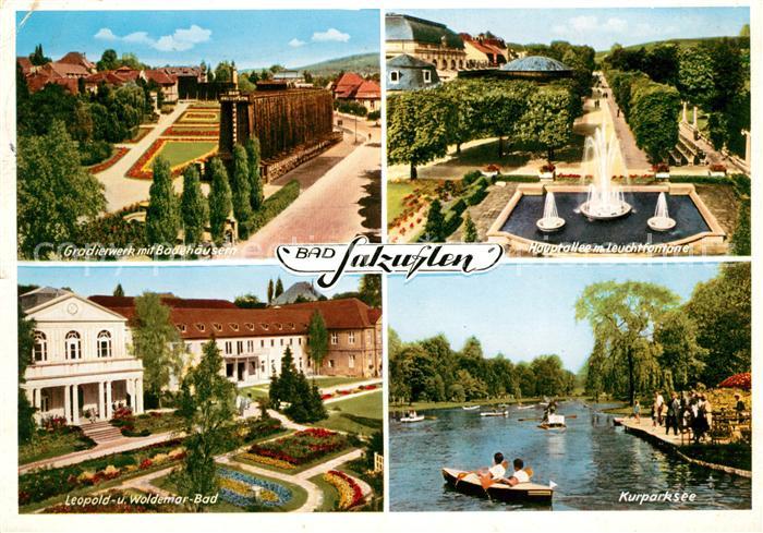 Bad Salzuflen Gradierwerk Badehaeuser Hauptallee Leuchtfontaene Kurparksee