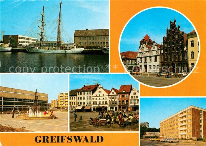 Greifswald Segelschulschiff Wilhelm Pieck HO Hotel Boddenhus Plastik Sporthalle
