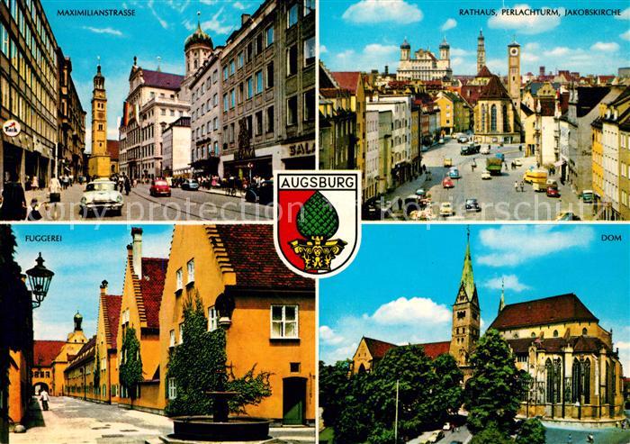 Augsburg Maximilianstrasse Dom Rathaus Perlachturm Jakobskirche