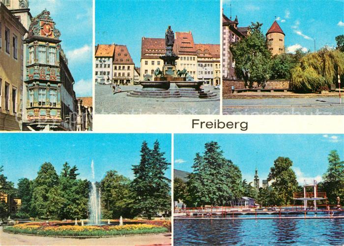 Freiberg Sachsen Renaissance Erker Karl Marx Strasse Brunnendenkmal Schloss