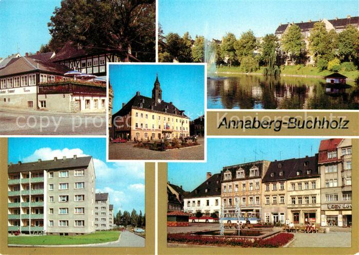 Annaberg-Buchholz Erzgebirge Schutzteich Rathaus Wohngebiet Hermann Matern Markt