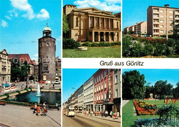 Goerlitz Sachsen Marienplatz mit Frauenturm Gerhart Hauptmann Theater Berliner S
