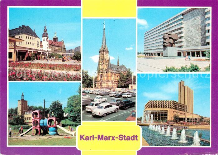 Karl-Marx-Stadt Rosenhof Rathaus Theaterplatz Karl Marx Monument Stadthalle Inte