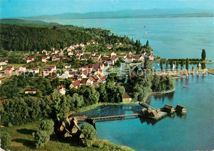 Unteruhldingen Fliegeraufnahme mit Pfahlbauten