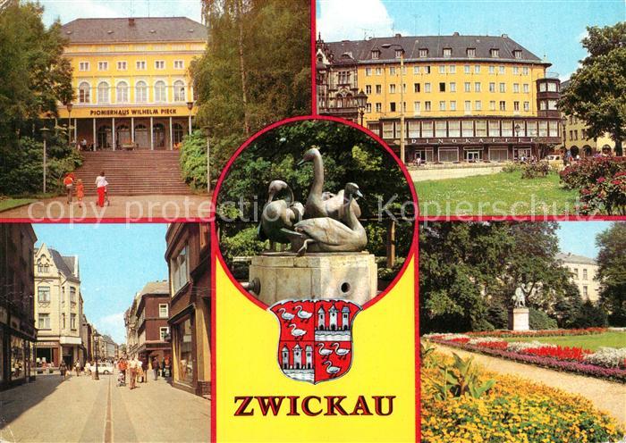 Zwickau Sachsen Pionierhaus Wilhelm Pieck Ringkaffee Schwanenbrunnen Plauensche