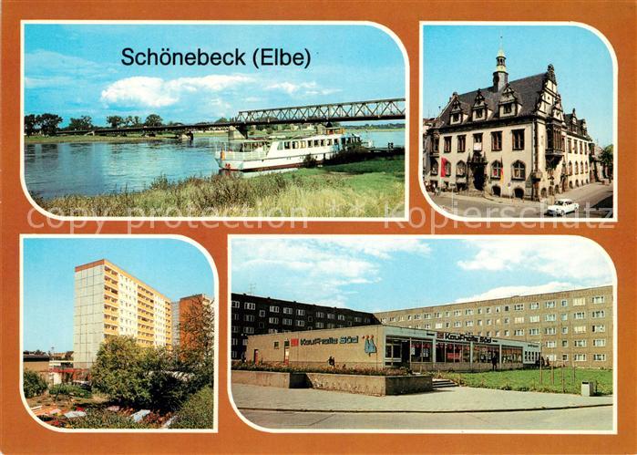 Schoenebeck Elbe Thaelmann Bruecke Rathaus Neubauten Kaufhalle Sued