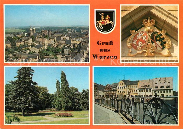 Wurzen Sachsen Stadtblick Postgebaeude Detail Parkanlage Platz der DSF